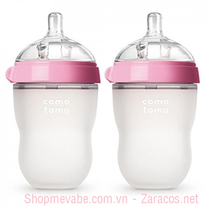 Bình sữa silicone Comotomo 250ml Màu hồng