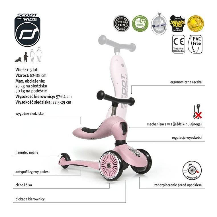 Xe trượt scooter trẻ em Scoot and Ride Highwaykick 1 (Rose)