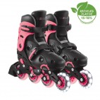 Giày patin trẻ em Globber Inline Skates Front Light Up Wheel Size M/L 34-37, Black – Coral Pink